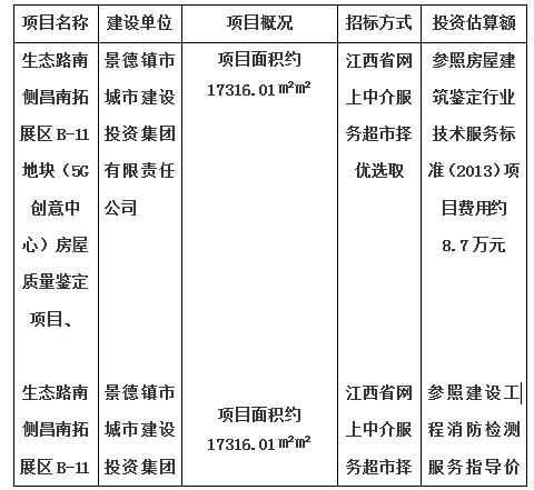 生態(tài)路南側(cè)昌南拓展區(qū)B-11地塊（5G創(chuàng)意中心）房屋質(zhì)量鑒定項(xiàng)目、生態(tài)路南側(cè)昌南拓展區(qū)B-11地塊（5G創(chuàng)意中心）消防安全評估項(xiàng)目計劃公告