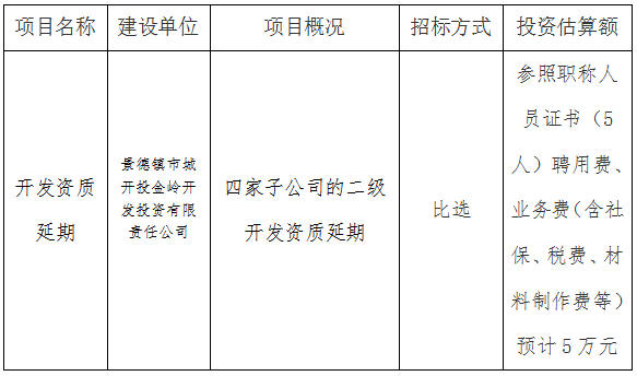 金嶺（二級）開發資質第三方比選公告